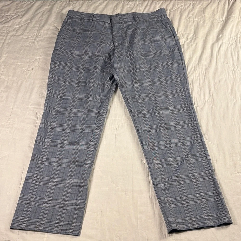 Tommy Hilfiger Men's 33x30 Blue Plaid TH Flex‎ Modern Fit Stretch Dress Pants
